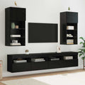 Wandgemonteerde TV-kasten 2 pcs Zwart Eiken 40,5 x 30 x 90 cm