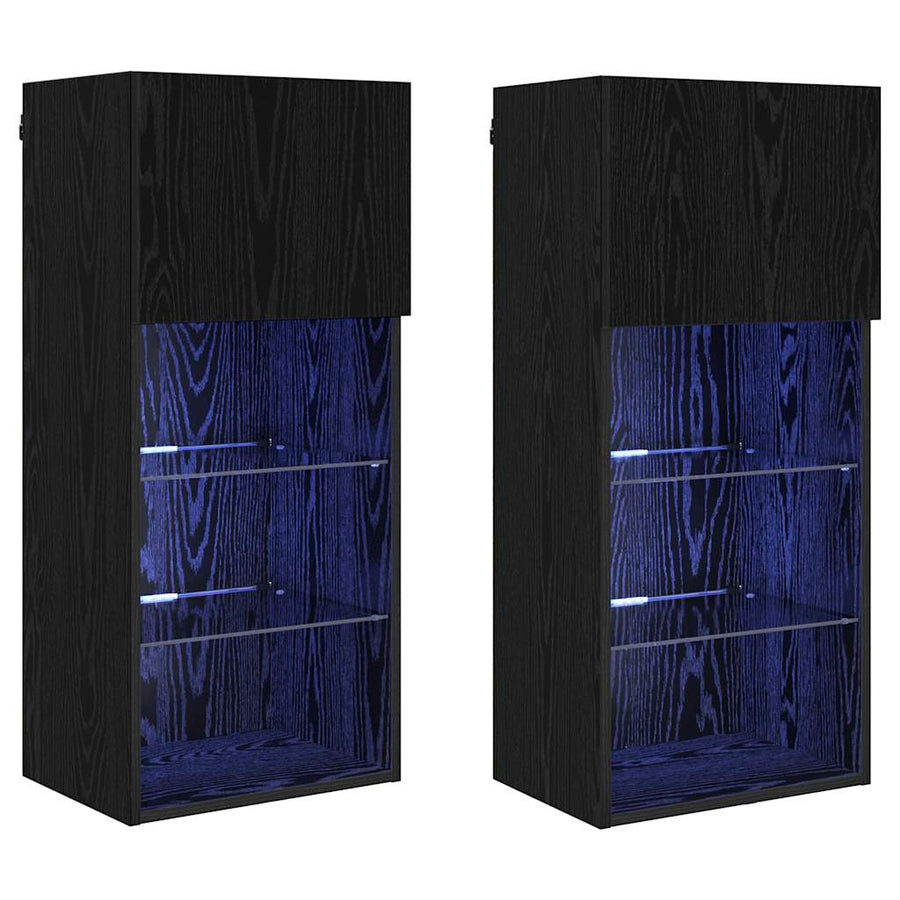 Wandgemonteerde TV-kasten 2 pcs Zwart Eiken 40,5 x 30 x 90 cm