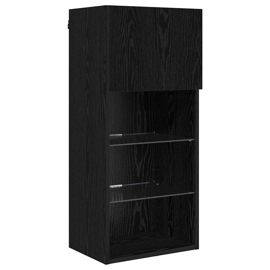Wandgemonteerde TV-kasten 2 pcs Zwart Eiken 40,5 x 30 x 90 cm