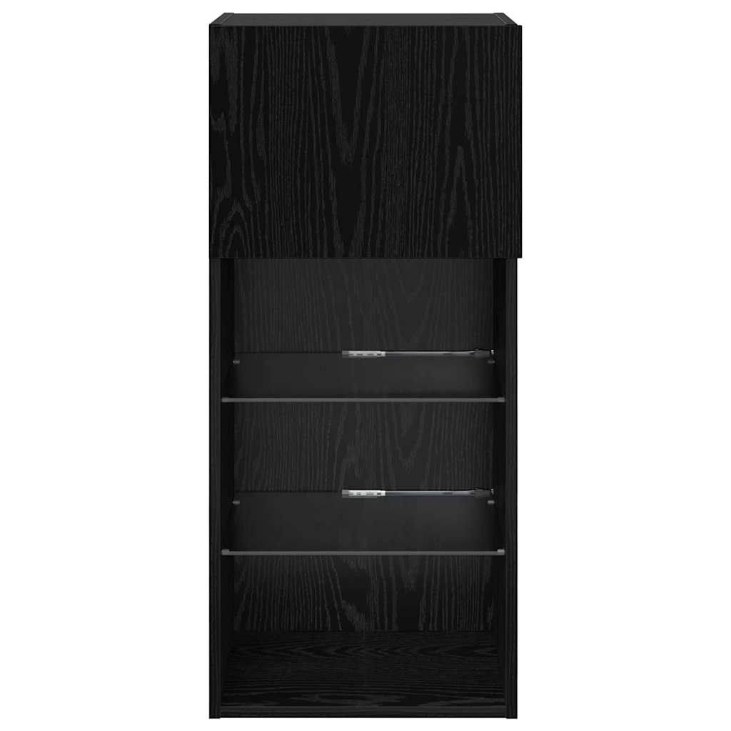 Wandgemonteerde TV-kasten 2 pcs Zwart Eiken 40,5 x 30 x 90 cm