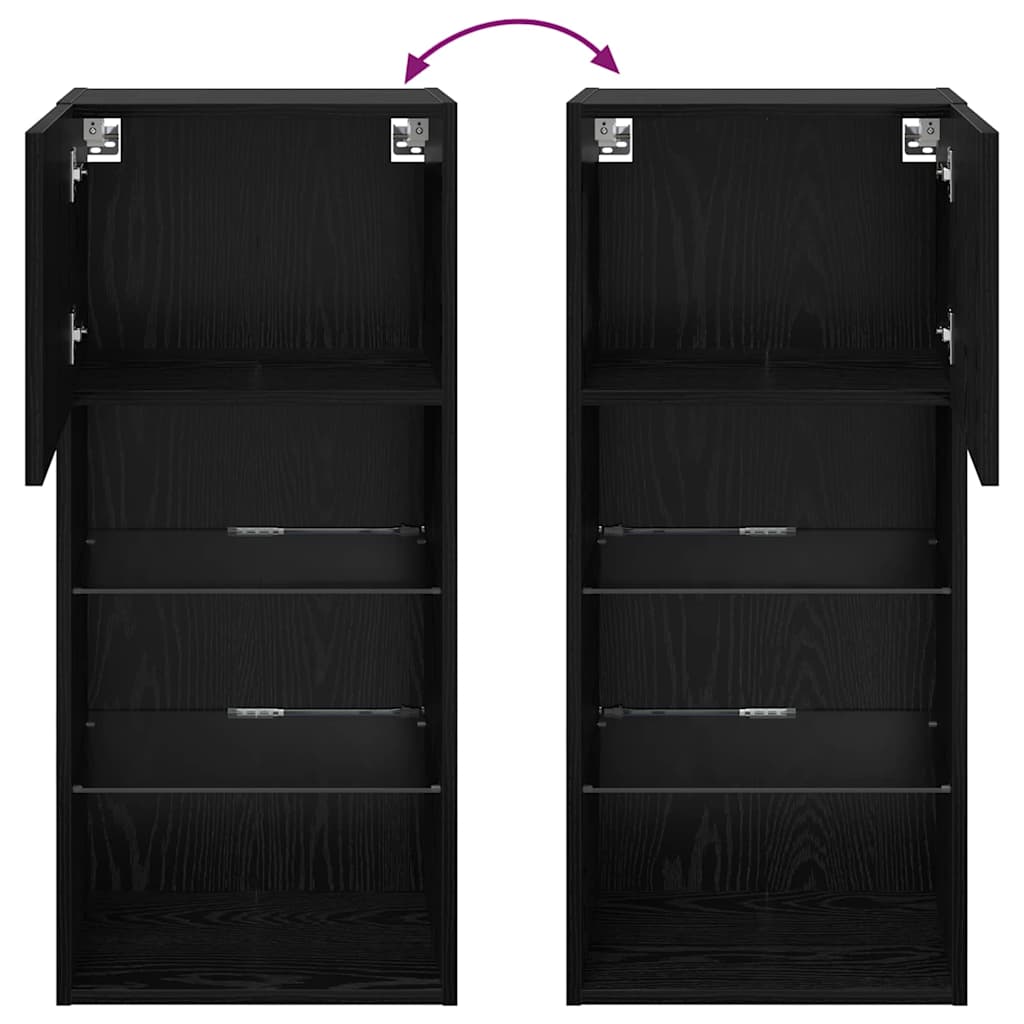 Wandgemonteerde TV-kasten 2 pcs Zwart Eiken 40,5 x 30 x 90 cm