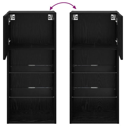 Wandgemonteerde TV-kasten 2 pcs Zwart Eiken 40,5 x 30 x 90 cm