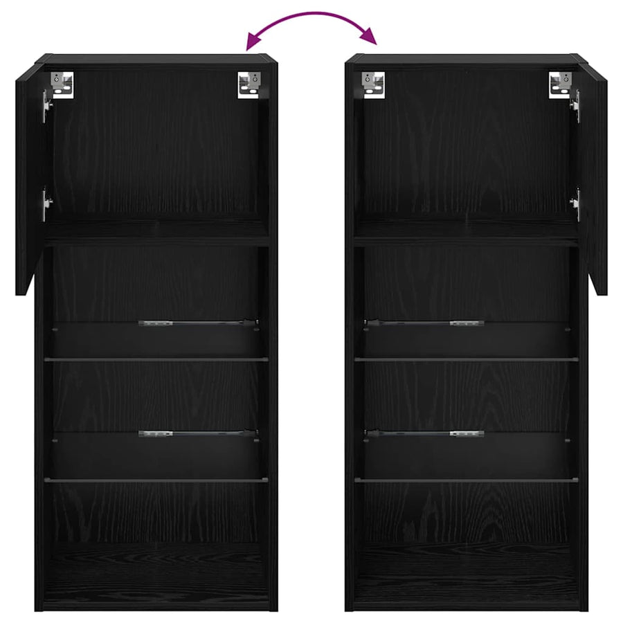 Wandgemonteerde TV-kasten 2 pcs Zwart Eiken 40,5 x 30 x 90 cm