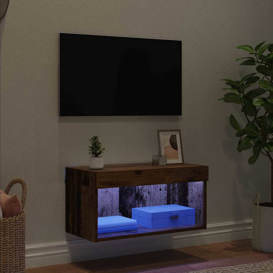 TV-kast Wandgemonteerd Oud Hout 60 x 30 x 30 cm Bewerkt hout
