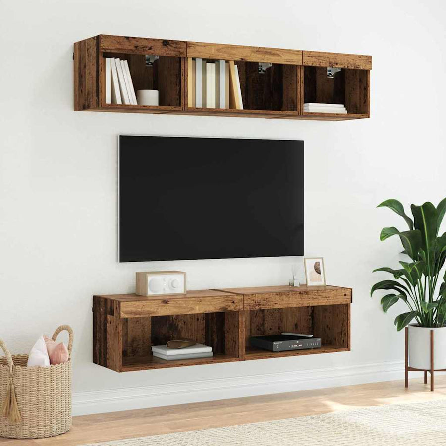 TV-kast Wandgemonteerd Oud Hout 60 x 30 x 30 cm Bewerkt hout