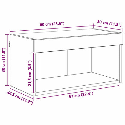 TV-kast Wandgemonteerd Oud Hout 60 x 30 x 30 cm Bewerkt hout