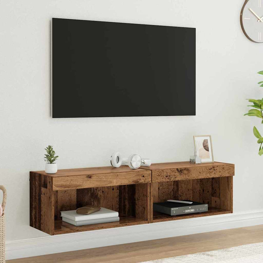 TV-kasten 2 pcs Oud Hout 60 x 30 x 30 cm Bewerkt hout