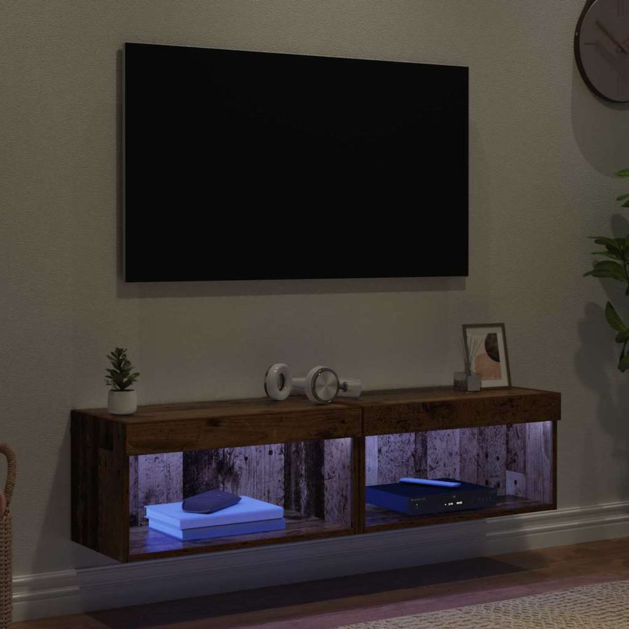 TV-kasten 2 pcs Oud Hout 60 x 30 x 30 cm Bewerkt hout