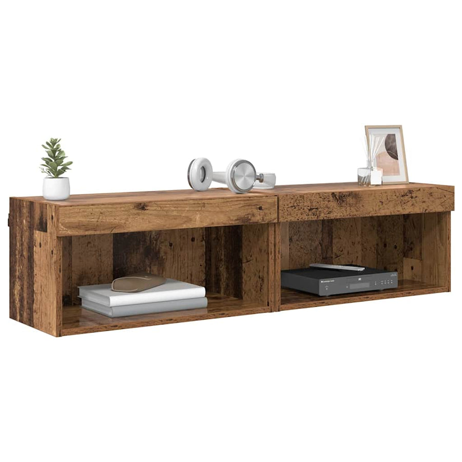 TV-kasten 2 pcs Oud Hout 60 x 30 x 30 cm Bewerkt hout