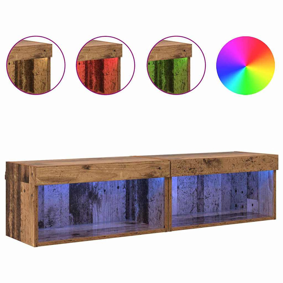 TV-kasten 2 pcs Oud Hout 60 x 30 x 30 cm Bewerkt hout