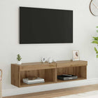 TV Cabinet Set with LED Wall-Mounted Artisan Oak Engineered Wood