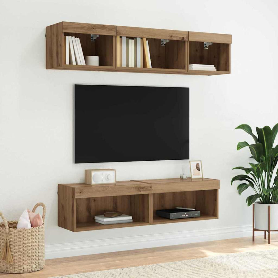 TV-kasten 2 pcs Artisan Eiken 60 x 30 x 30 cm Bewerkt hout