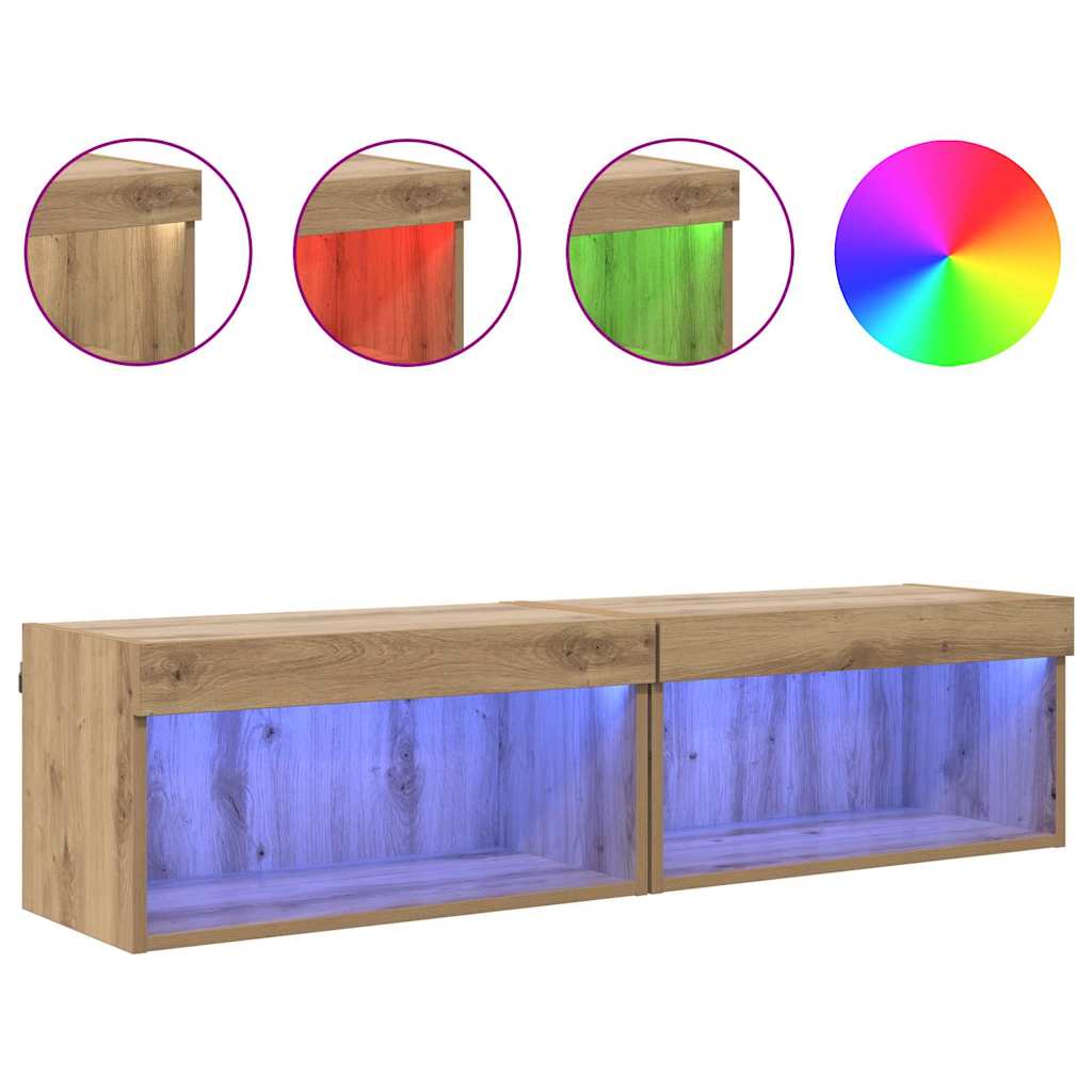 TV-kasten 2 pcs Artisan Eiken 60 x 30 x 30 cm Bewerkt hout