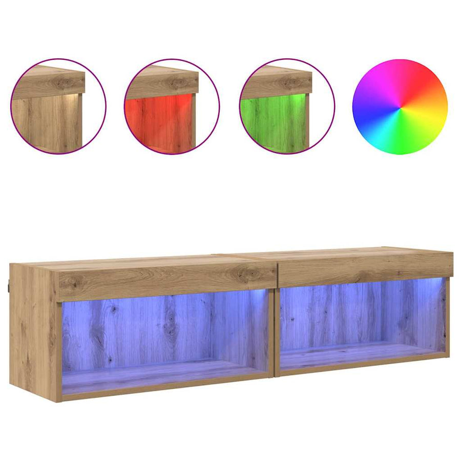 TV-kasten 2 pcs Artisan Eiken 60 x 30 x 30 cm Bewerkt hout