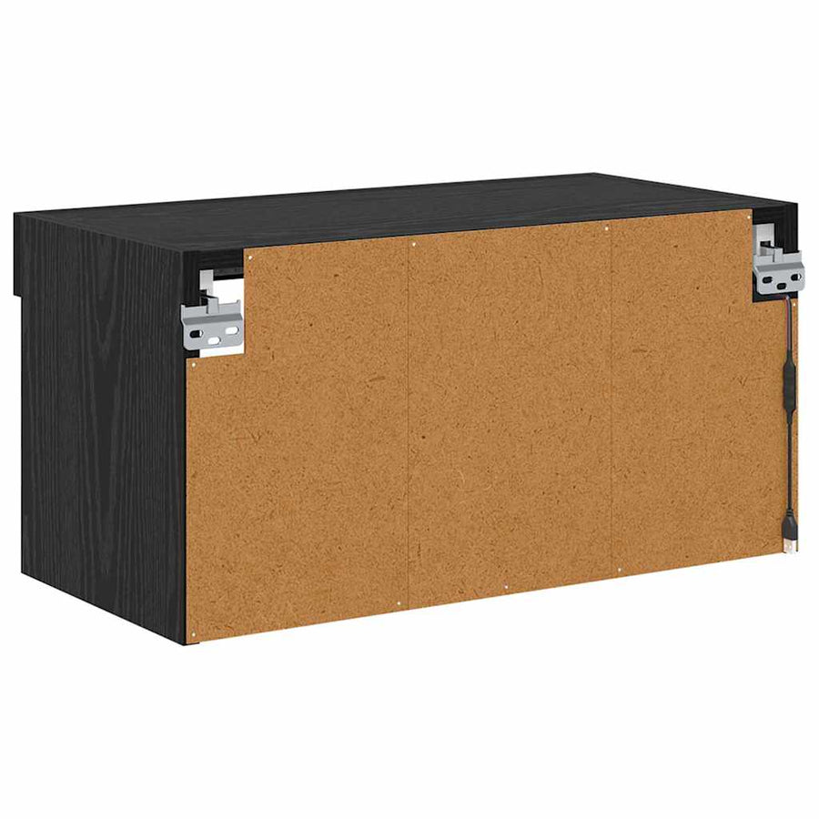 TV-kast Wandgemonteerd Zwart Eiken 60 x 30 x 30 cm Bewerkt hout