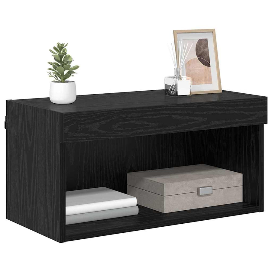 TV-kast Wandgemonteerd Zwart Eiken 60 x 30 x 30 cm Bewerkt hout