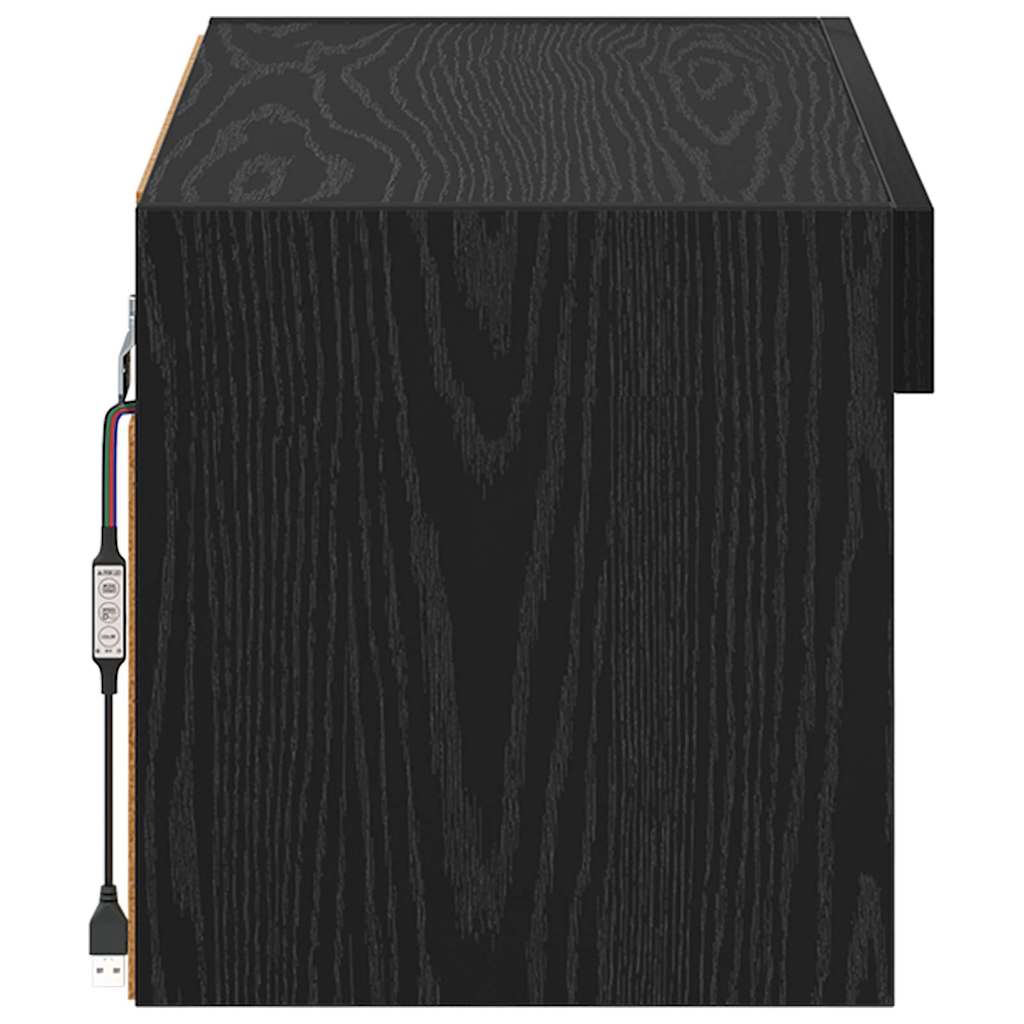 TV-kast Wandgemonteerd Zwart Eiken 60 x 30 x 30 cm Bewerkt hout