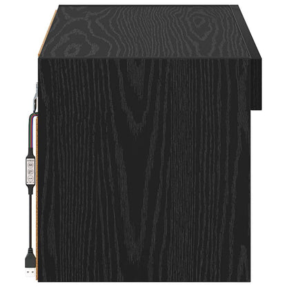 TV-kast Wandgemonteerd Zwart Eiken 60 x 30 x 30 cm Bewerkt hout