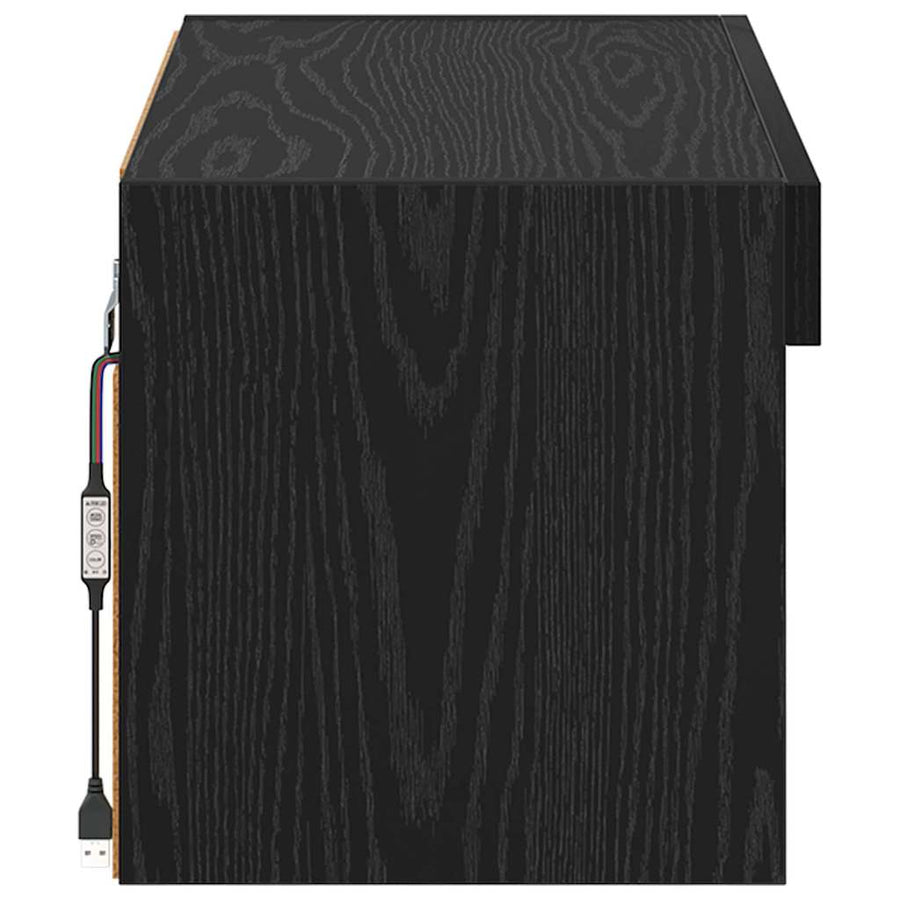 TV-kast Wandgemonteerd Zwart Eiken 60 x 30 x 30 cm Bewerkt hout