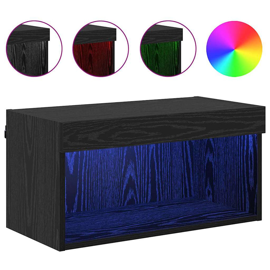 TV-kast Wandgemonteerd Zwart Eiken 60 x 30 x 30 cm Bewerkt hout