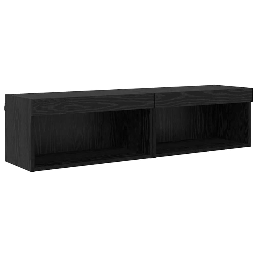 TV-kasten 2 pcs Zwart Eiken 60 x 30 x 30 cm Bewerkt hout