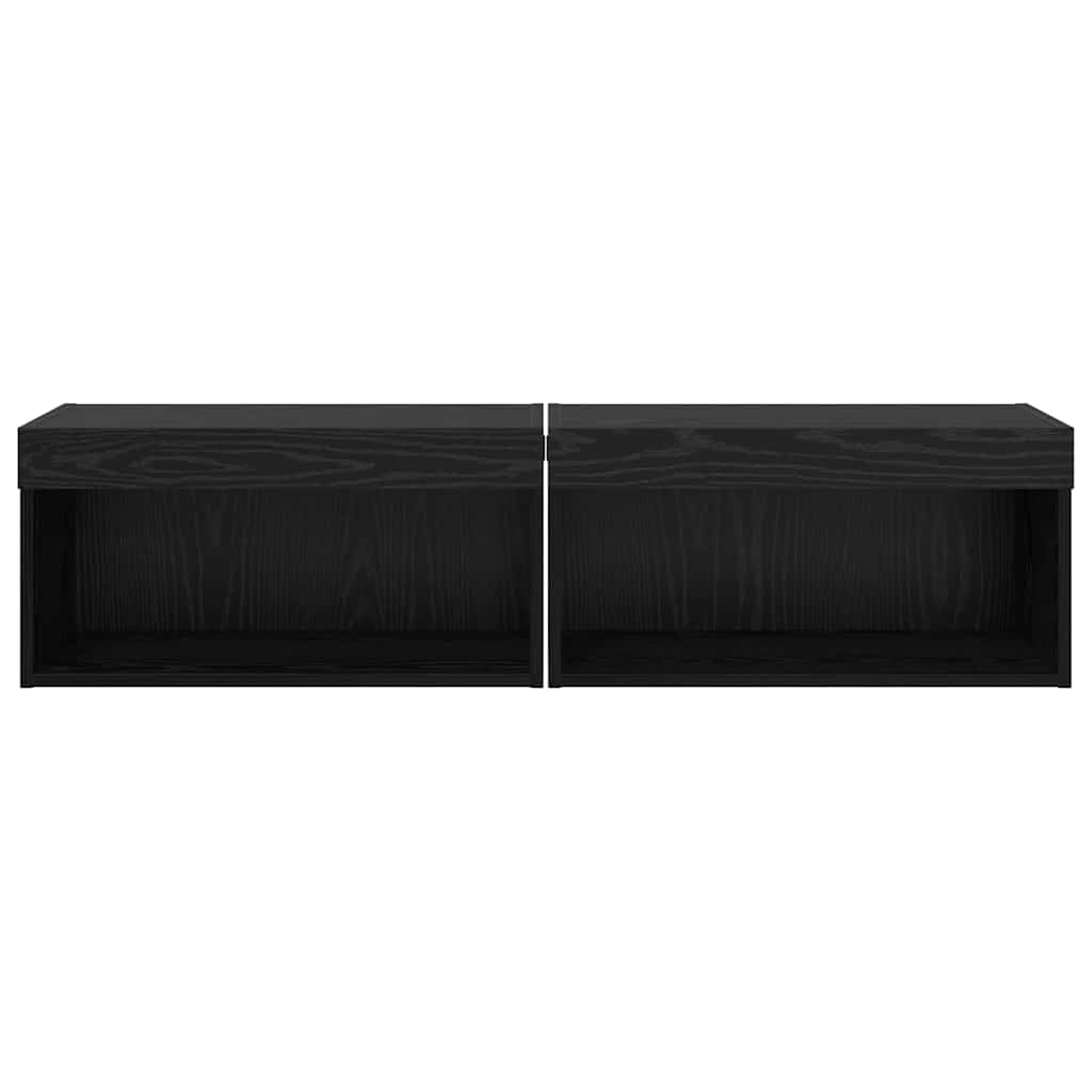 TV-kasten 2 pcs Zwart Eiken 60 x 30 x 30 cm Bewerkt hout