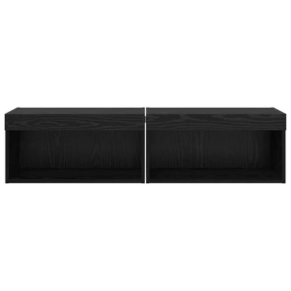 TV-kasten 2 pcs Zwart Eiken 60 x 30 x 30 cm Bewerkt hout