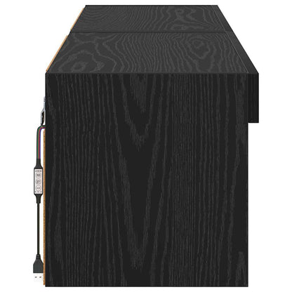 TV-kasten 2 pcs Zwart Eiken 60 x 30 x 30 cm Bewerkt hout