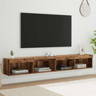 Tv wandkast set 2x 100x30x30 cm oud hout