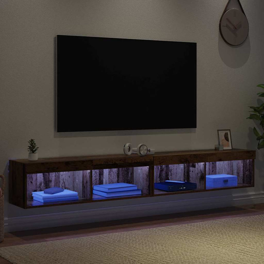 Tv Wandkasten Panama 2 Pcs Oudhout 100 X 30 X 30 Cm Oud hout
