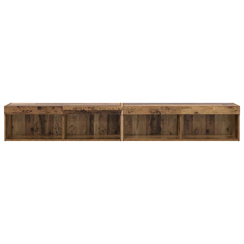 Tv Wandkasten Panama 2 Pcs Oudhout 100 X 30 X 30 Cm Oud hout