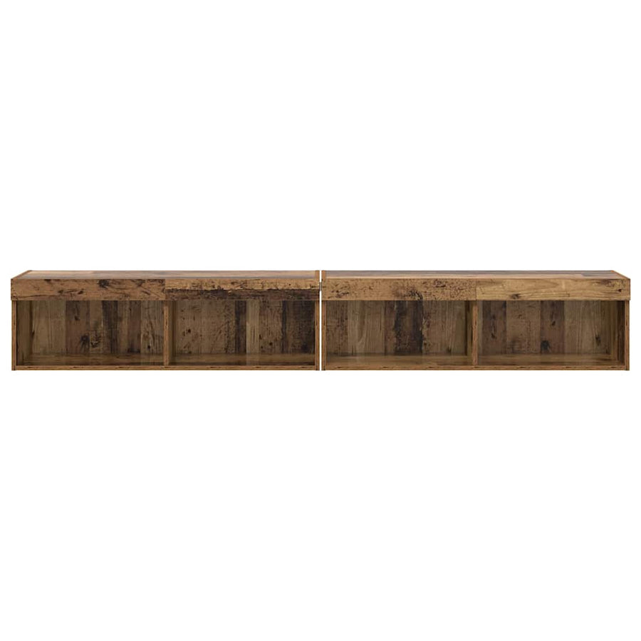 Tv Wandkasten Panama 2 Pcs Oudhout 100 X 30 X 30 Cm Oud hout