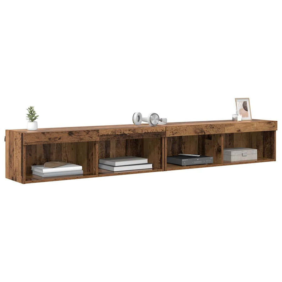 Tv Wandkasten Panama 2 Pcs Oudhout 100 X 30 X 30 Cm Oud hout