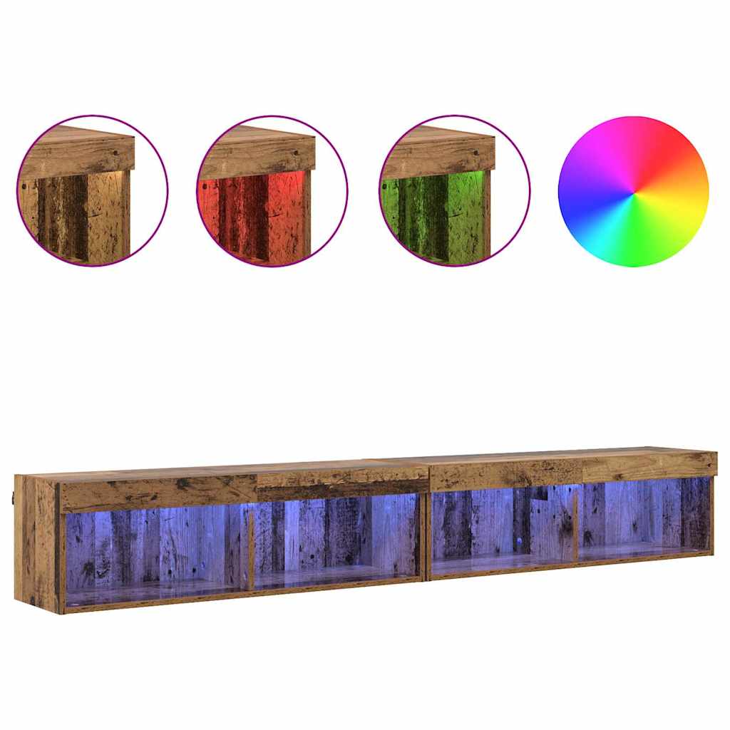 Tv Wandkasten Panama 2 Pcs Oudhout 100 X 30 X 30 Cm Oud hout