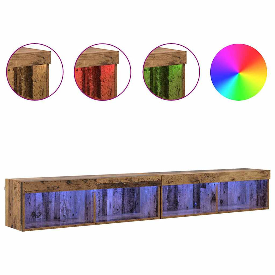 Tv Wandkasten Panama 2 Pcs Oudhout 100 X 30 X 30 Cm Oud hout