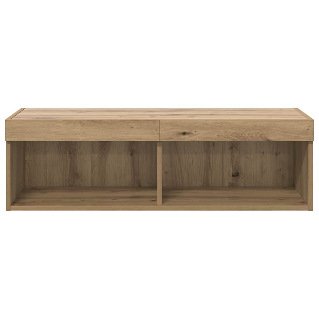 Tv-Wandkast Panama Artisan Eiken 100 X 30 X 30 Cm Bewerkt Hout artisanaal eikenkleurig