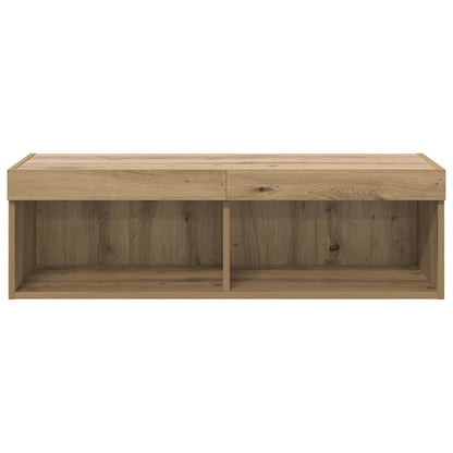 Tv-Wandkast Panama Artisan Eiken 100 X 30 X 30 Cm Bewerkt Hout artisanaal eikenkleurig