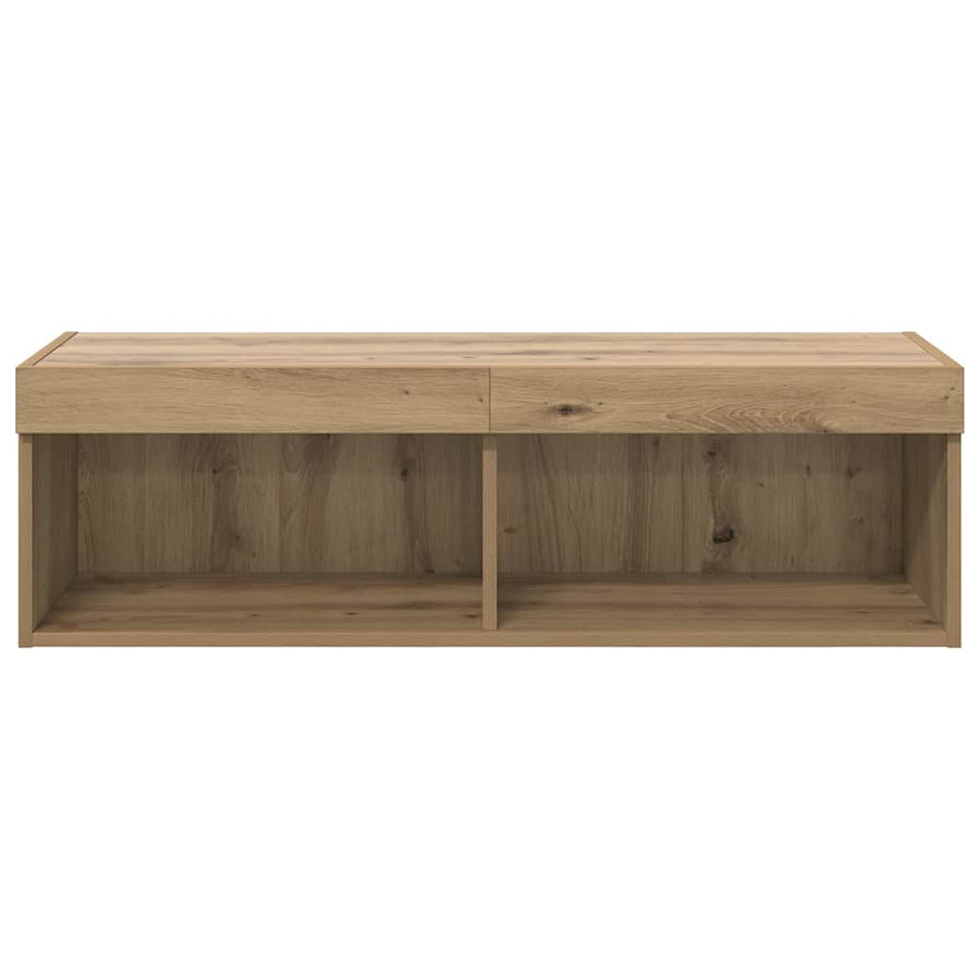 Tv-Wandkast Panama Artisan Eiken 100 X 30 X 30 Cm Bewerkt Hout artisanaal eikenkleurig