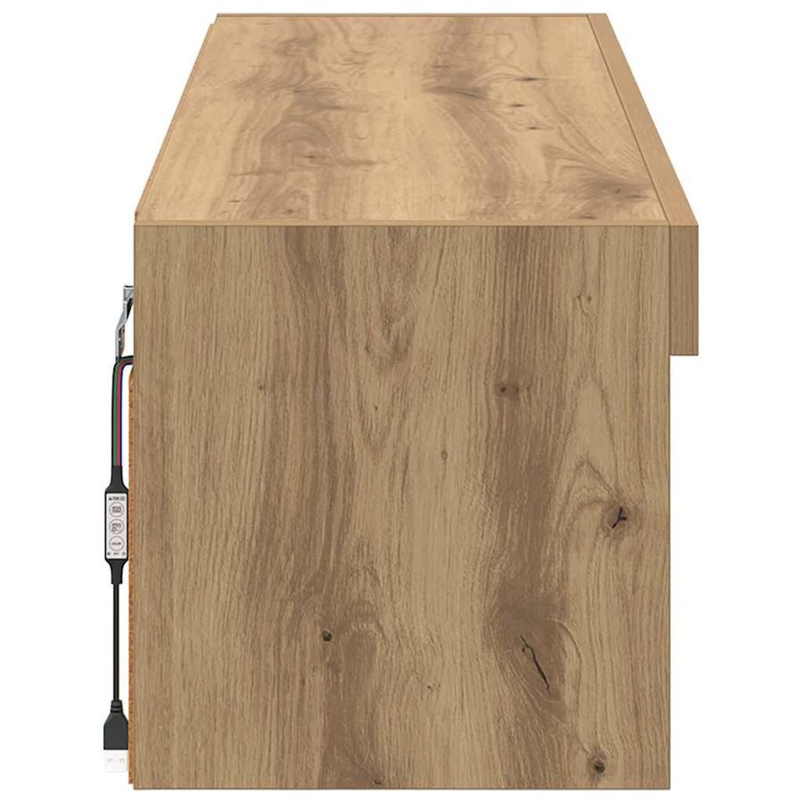 Tv-Wandkast Panama Artisan Eiken 100 X 30 X 30 Cm Bewerkt Hout artisanaal eikenkleurig