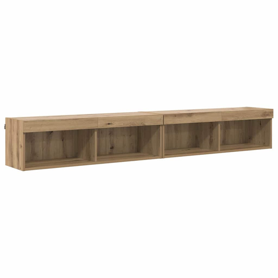 Tv Wandkasten Panama 2 Pcs Artisan Eiken 100 X 30 X 30 Cm artisanaal eikenkleurig