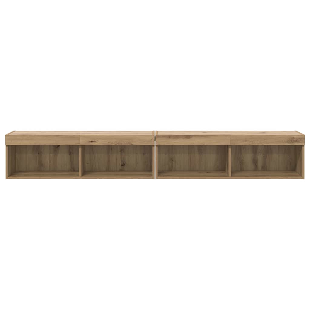 Tv Wandkasten Panama 2 Pcs Artisan Eiken 100 X 30 X 30 Cm artisanaal eikenkleurig