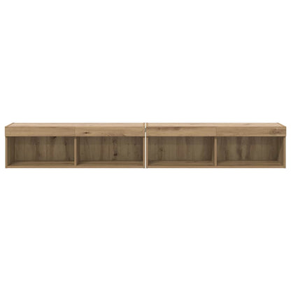 Tv Wandkasten Panama 2 Pcs Artisan Eiken 100 X 30 X 30 Cm artisanaal eikenkleurig