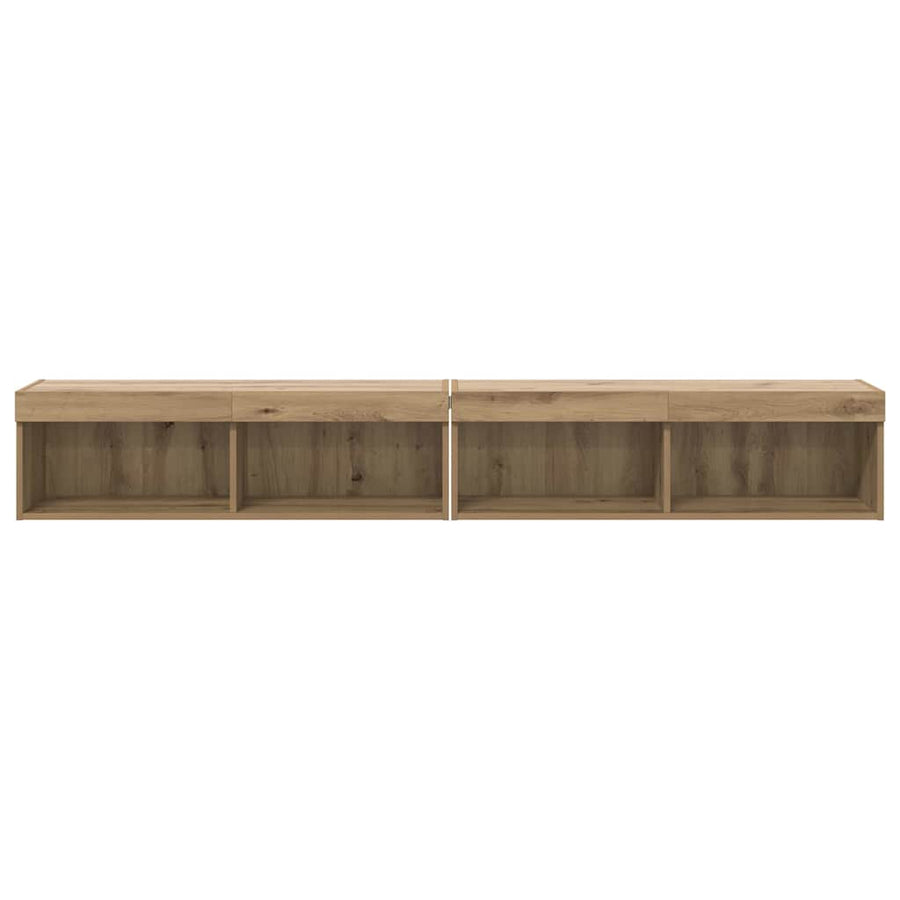 Tv Wandkasten Panama 2 Pcs Artisan Eiken 100 X 30 X 30 Cm artisanaal eikenkleurig