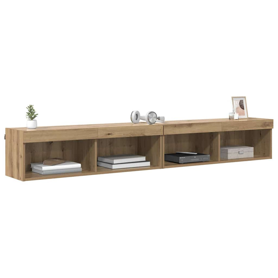 Tv Wandkasten Panama 2 Pcs Artisan Eiken 100 X 30 X 30 Cm artisanaal eikenkleurig