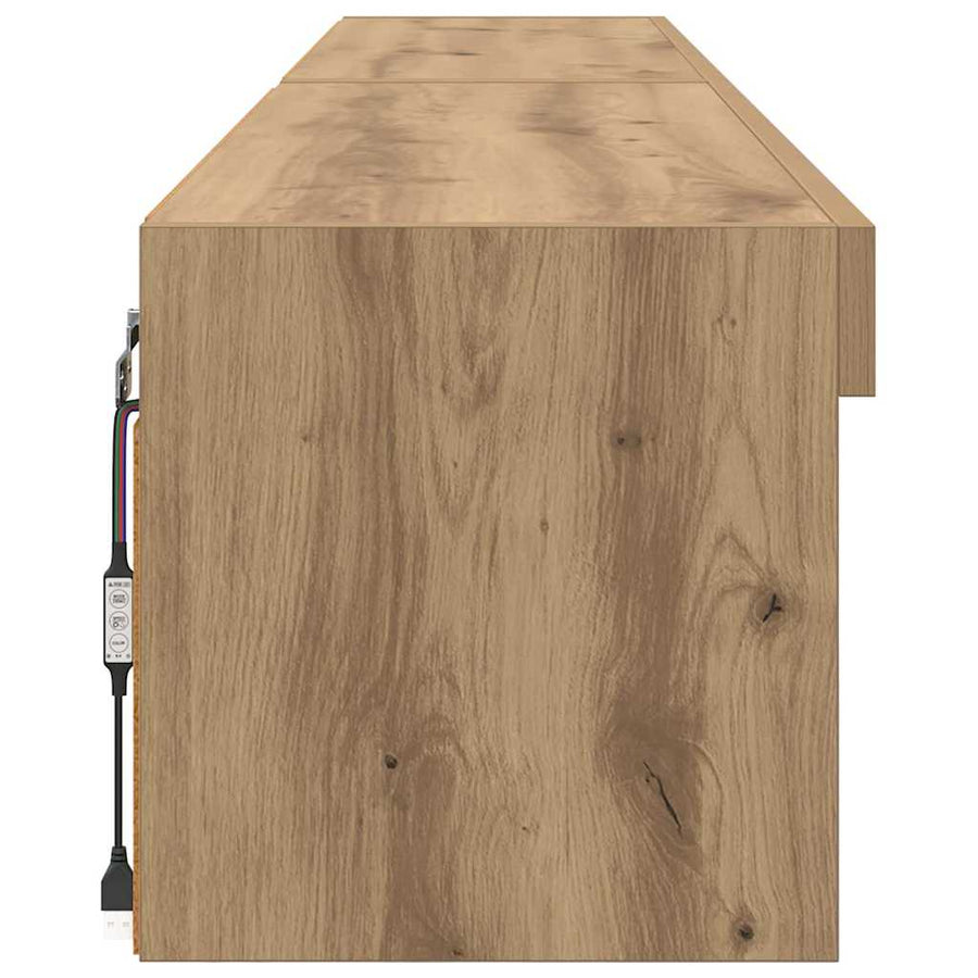 Tv Wandkasten Panama 2 Pcs Artisan Eiken 100 X 30 X 30 Cm artisanaal eikenkleurig