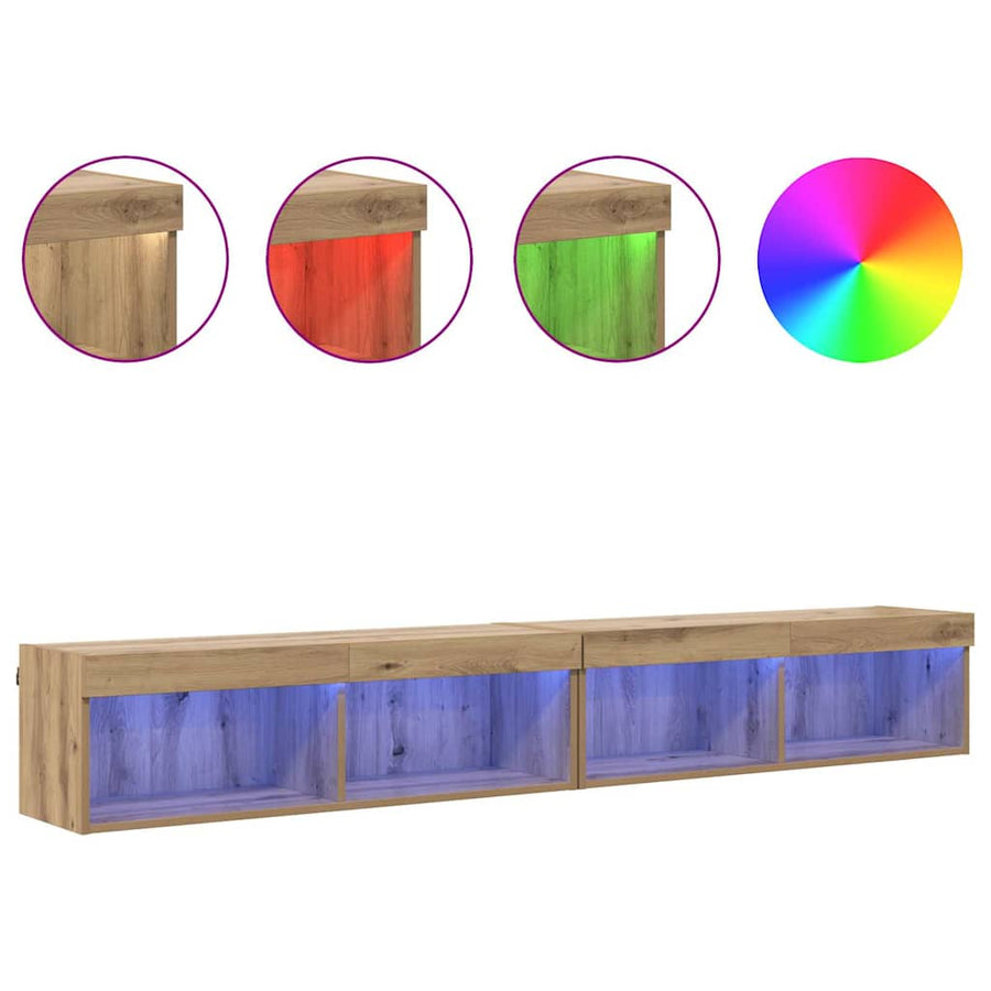 Tv Wandkasten Panama 2 Pcs Artisan Eiken 100 X 30 X 30 Cm artisanaal eikenkleurig