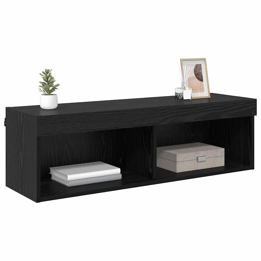Tv-Wandkast Panama 100 X 30 X 30 Cm Bewerkt Hout Zwart eiken