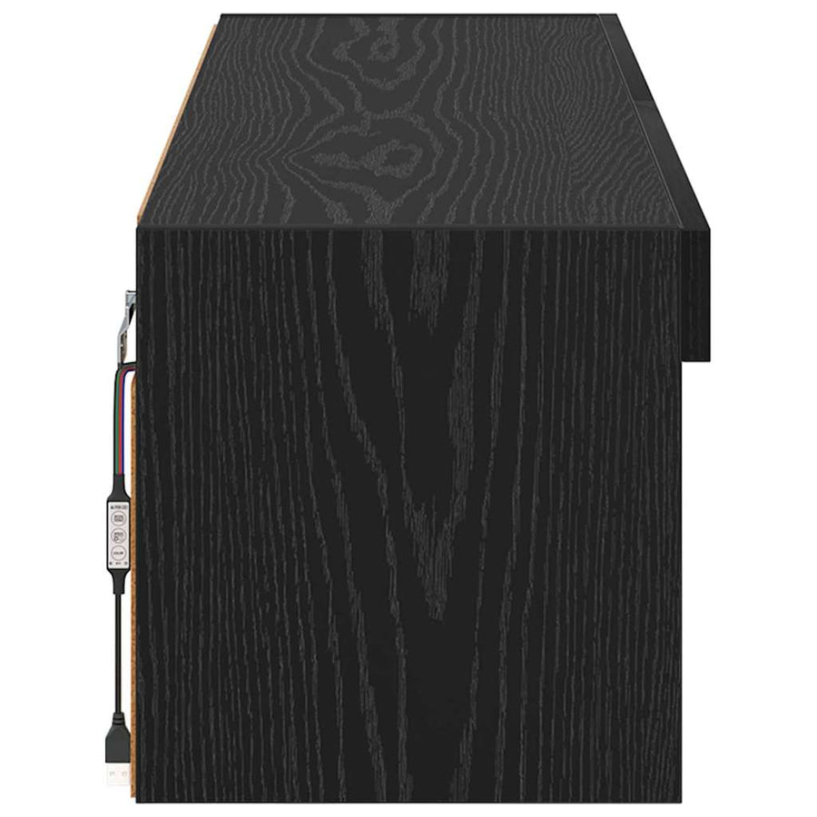 Tv-Wandkast Panama 100 X 30 X 30 Cm Bewerkt Hout Zwart eiken