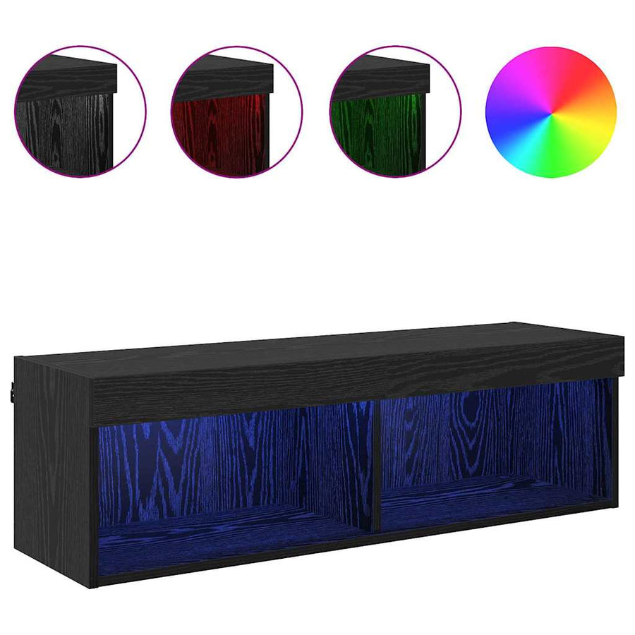 Tv-Wandkast Panama 100 X 30 X 30 Cm Bewerkt Hout Zwart eiken