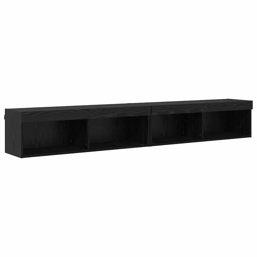 Tv Wandkasten Panama 2 Pcs 100 X 30 X 30 Cm Zwart eiken